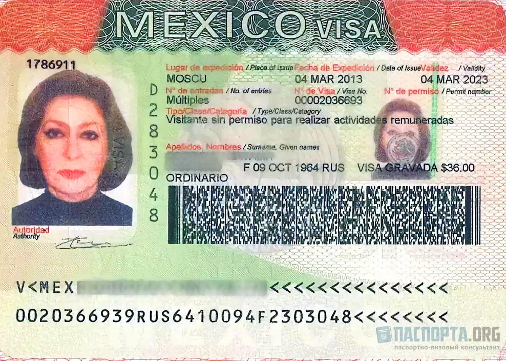 Так выглядит виза в Мексику