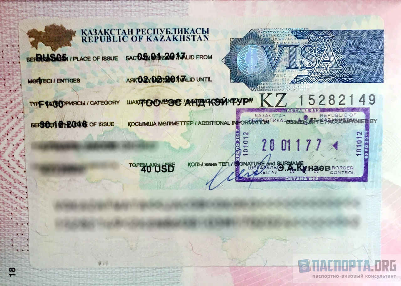 Так выглядит виза в Казахстан